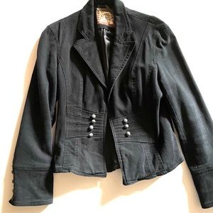 Fitted blazer brushed stretch twill Navy details